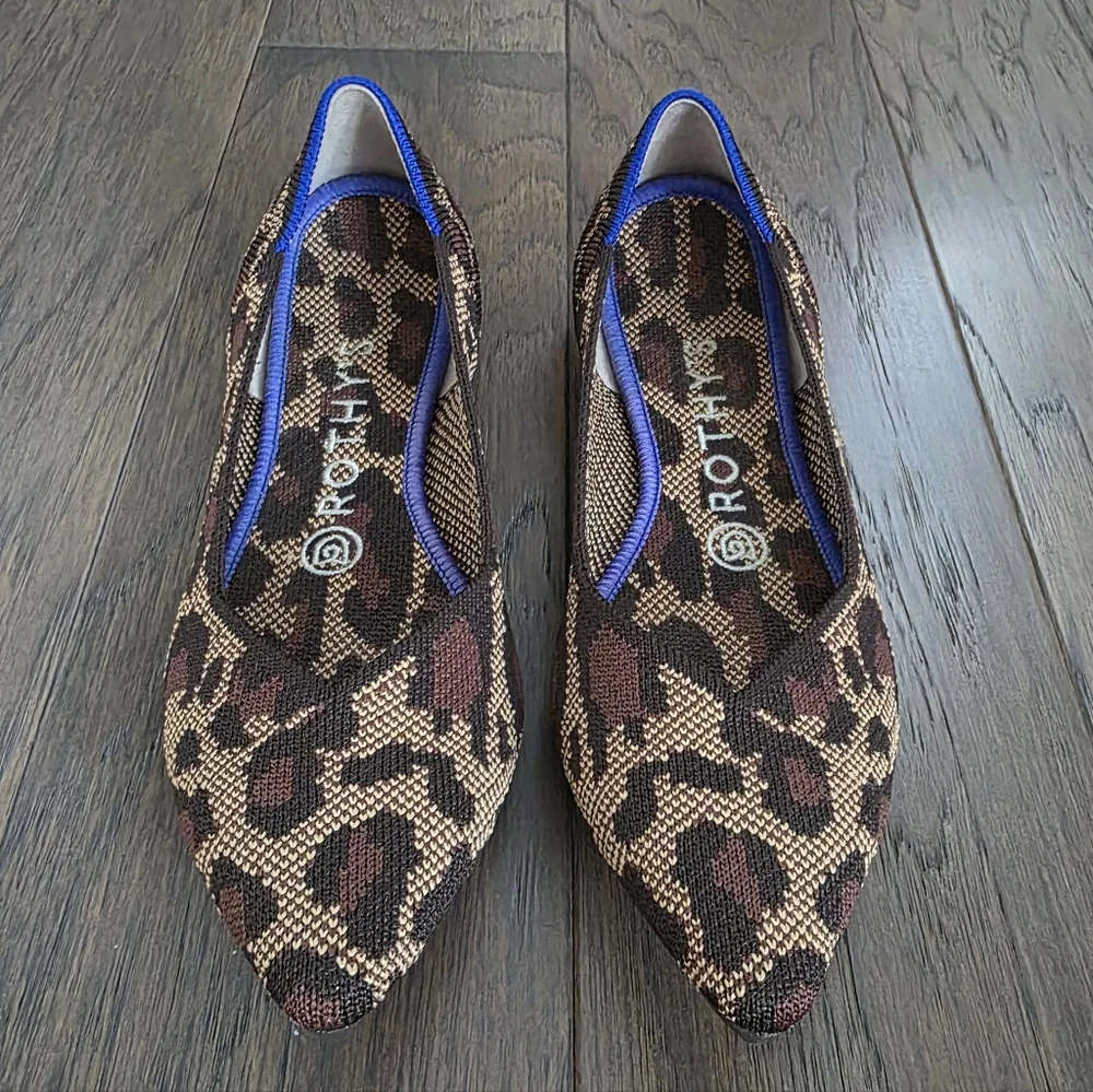 Rothy’s The Point Flats In Retired Wildcat Leopard Print Shoes Size 7